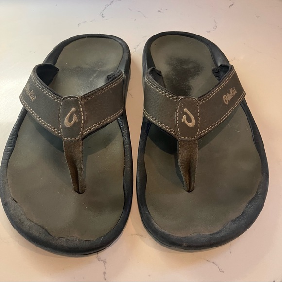 OluKai Ohana Men's Dark Grey Flip-Flops Size 7 - Picture 3 of 11